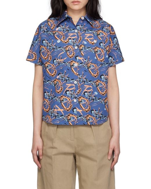 A.P.C. Blue Apc X Brain Dead Printed Shirt