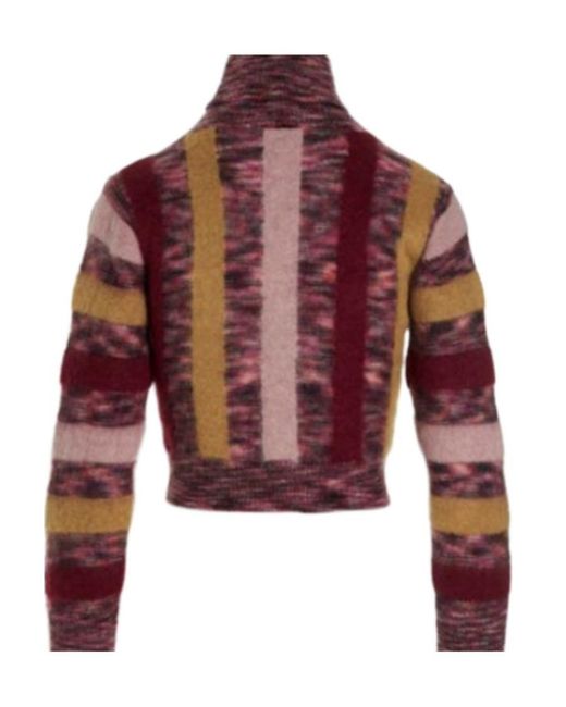 DSquared² Red Striped Cropped Turtle Neck Jumper