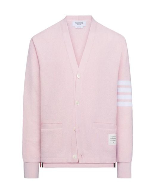 Thom Browne Pink Textured Pique Cardigan for men