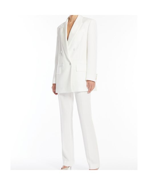 Max Mara White Pianoforte Double-Breasted Long-Sleeved Jacket