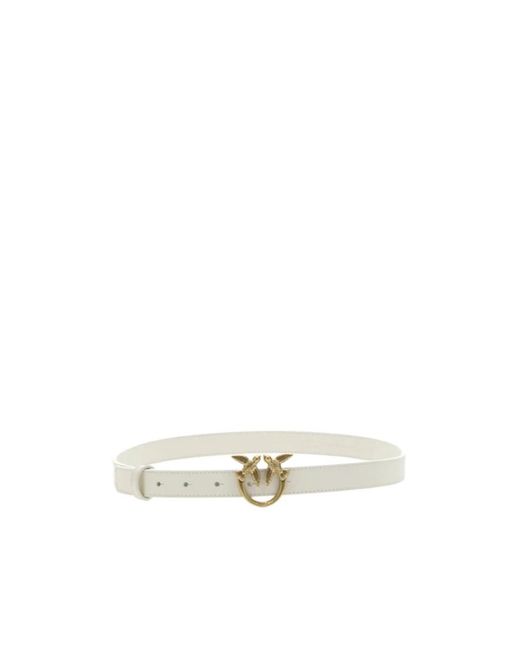 Pinko White Love Bird Plaque Buckle Belt