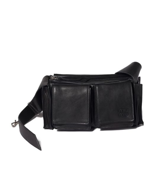 Miu Miu Black Utilitaire Nappa Leather Shoulder Bag