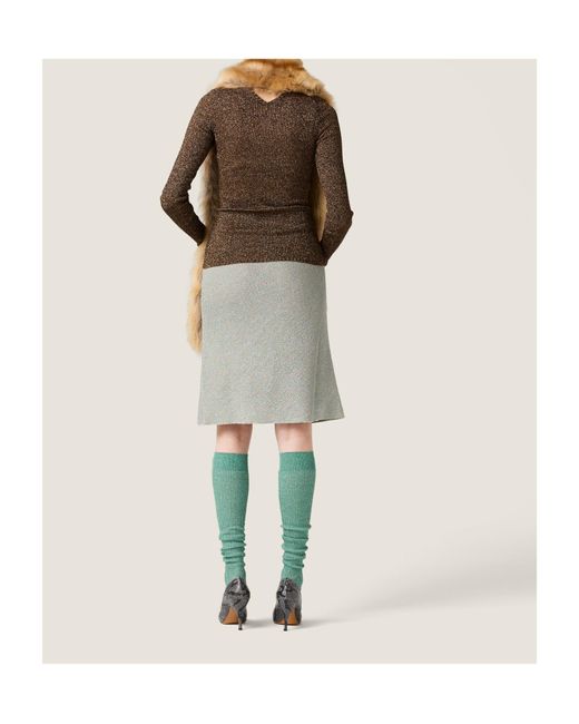 Miu Miu Brown Crewneck Ribbed Jumper