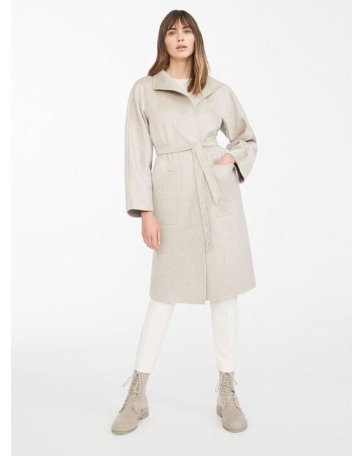 Max Mara White Lilia Belted Long-Sleeved Coat