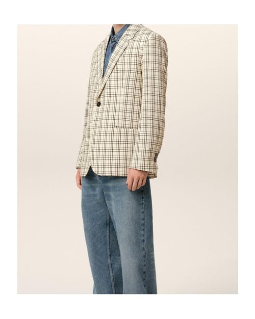AMI Natural Ami Checked Semi-Lined Jacket for men