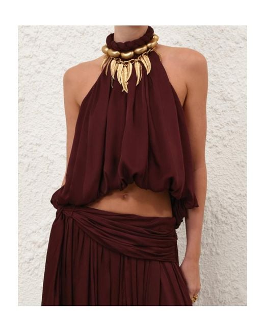 Zimmermann Red Luna Billow Halter Top