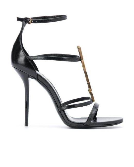 Saint Laurent Black Cassandra 100Mm Leather Sandals