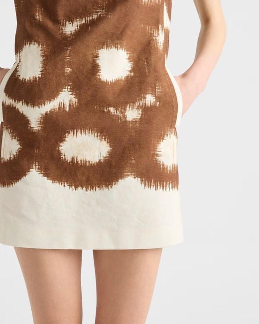 Prada Natural Printed Canvas Mini-Dress