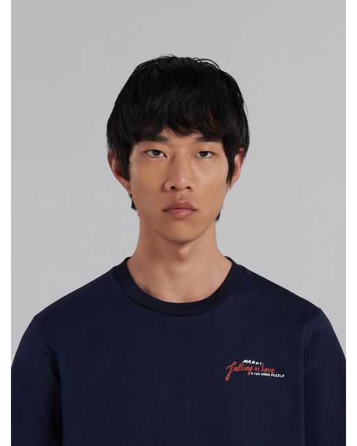 Marni Blue Wordsearch Heart Print T-Shirt for men