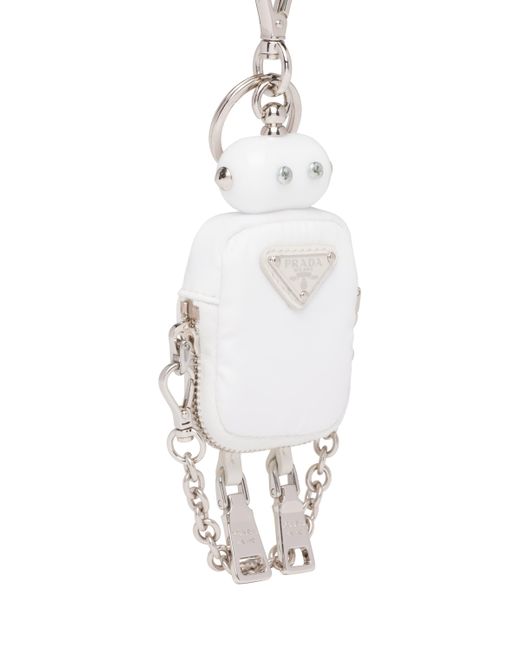 Prada White Nylon Robot Keychain Trick