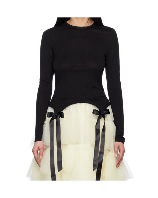 Simone Rocha White Bow-Tie Long Sleeve T-Shirt