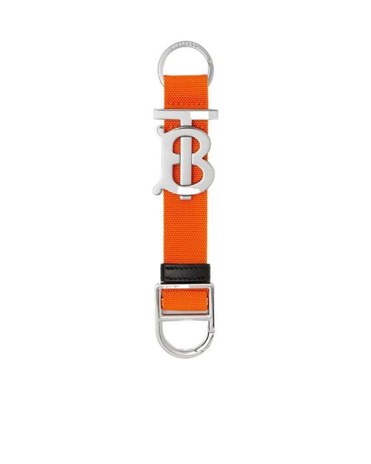 Burberry White Tb Logo-Plaque Keyring for men