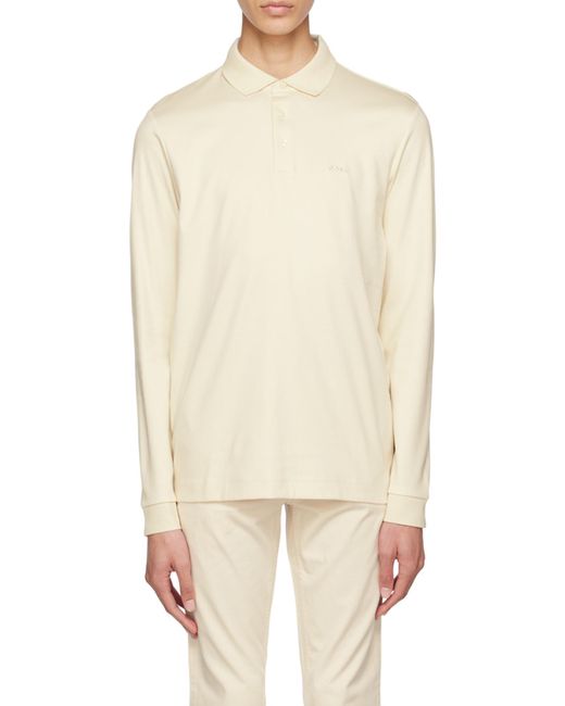 Boss White Long-Sleeve Polo Shirt for men
