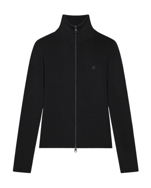 Courreges Black Logo-Patch Zipped Sweater