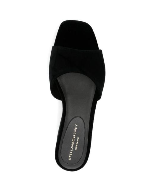Stella McCartney Black Square-Toe Wedge Sandals