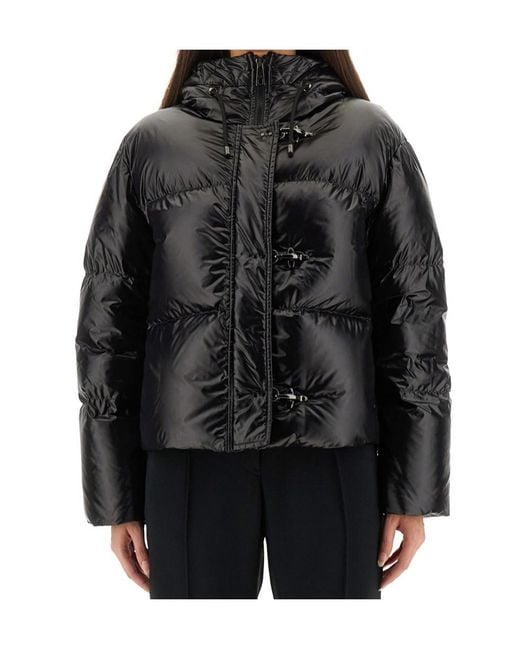 Fay Black Hooded Quilted Puffer Jacket
