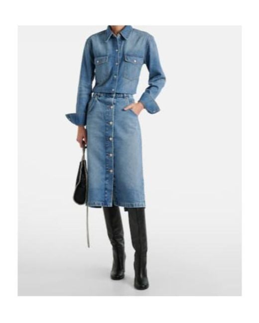 Stella McCartney Blue Chain-Detail Denim Midi Skirt