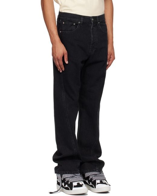 Lanvin Black Mid-Rise Twisted Jeans for men