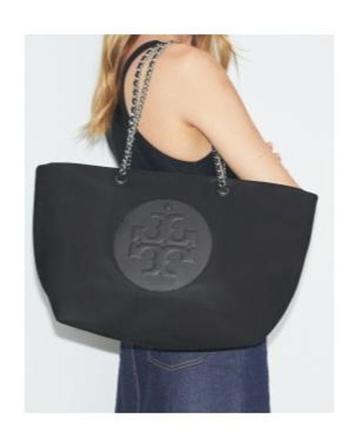 Tory Burch Black Ella Chain Tote Bag