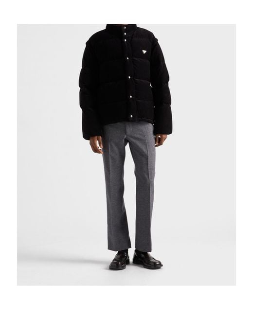 Prada Black Triangle-Logo Button-Up Jacket for men