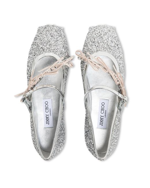 Jimmy Choo White Loli Buckle Ballet Shoes
