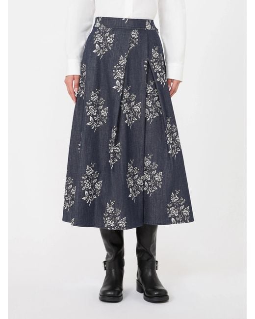 Weekend by Maxmara Gray Pleated Print Midi Skirt
