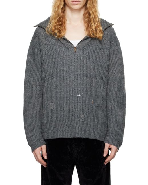 Maison Margiela Gray Summer Shetland Knit Jumper for men
