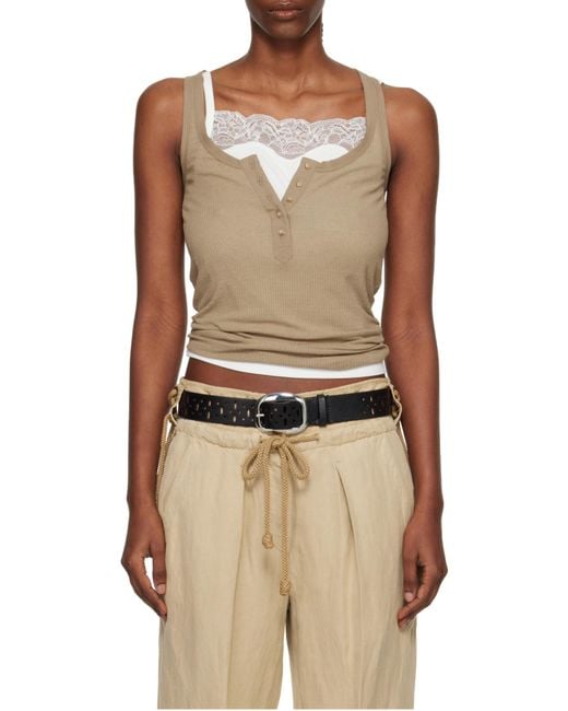 Isabel Marant Natural Helma Ribbed Henley Tank Top