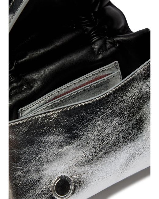 Acne Multipocket Micro Metallic Leather Top Handle Bag