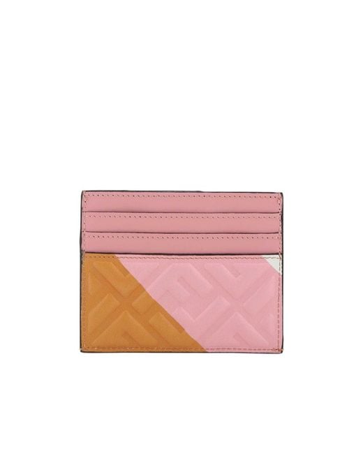 Fendi Pink Debossed-Logo Cardholder