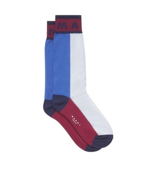 Marni Purple Colour-Block Cotton Socks