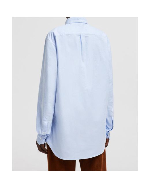 Moncler Blue Long Sleeve Oxford Cotton Shirt