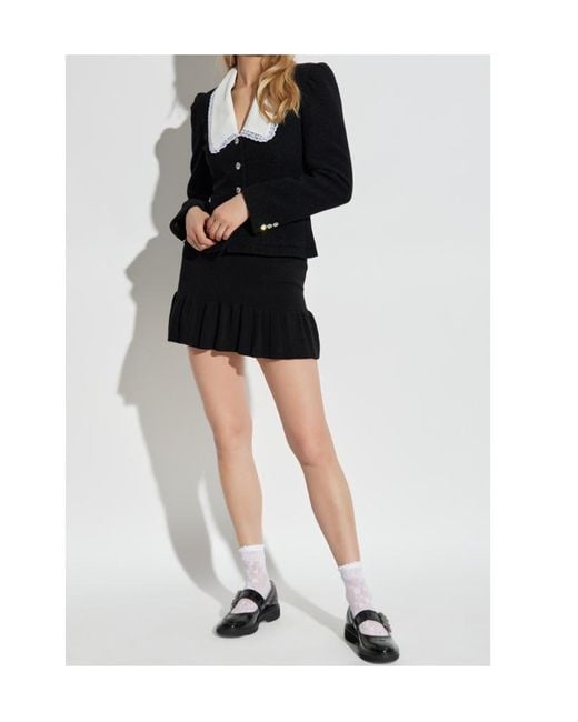 Alessandra Rich Black V-Neck Button Embellished Blazer
