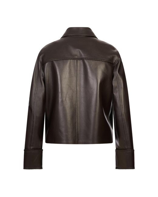 Agnona Black Long-Sleeve Leather Jacket