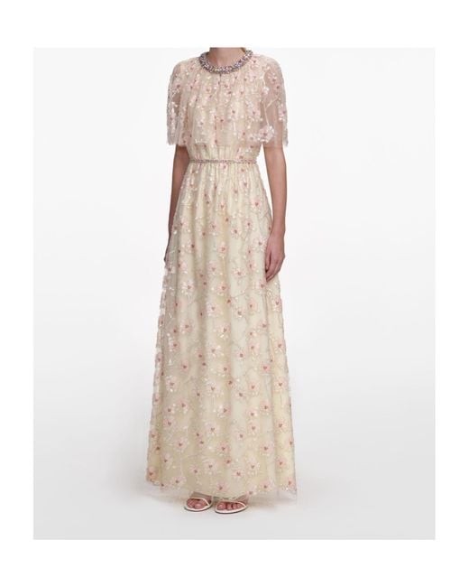Self-Portrait Natural Floral Embellished Maxi Dress
