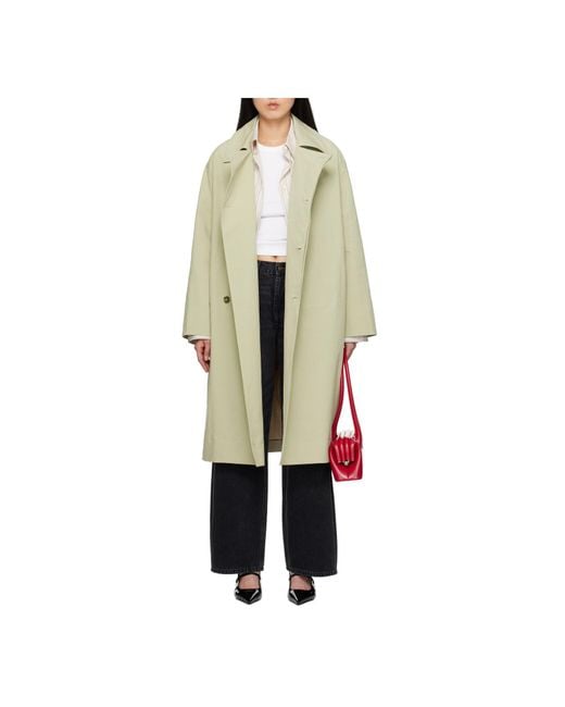 Loulou de Saison Green Long-Sleeved Button-Down Trench Coat