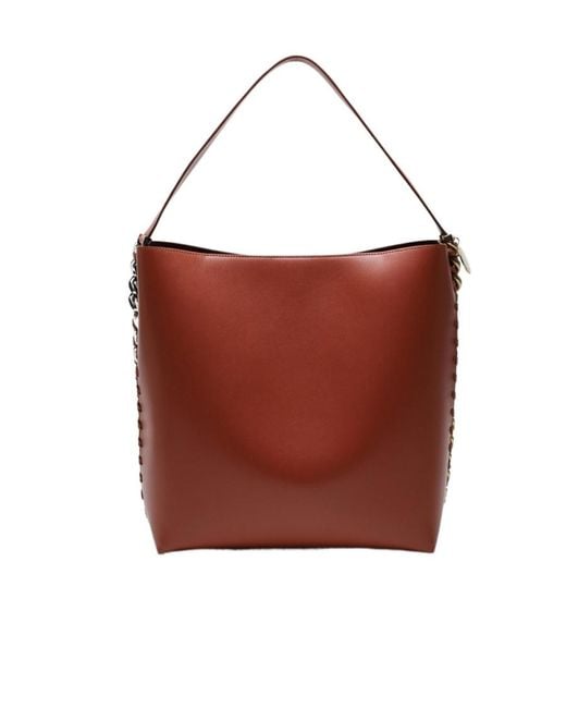 Stella McCartney Red Chain Link Open Top Shoulder Bag