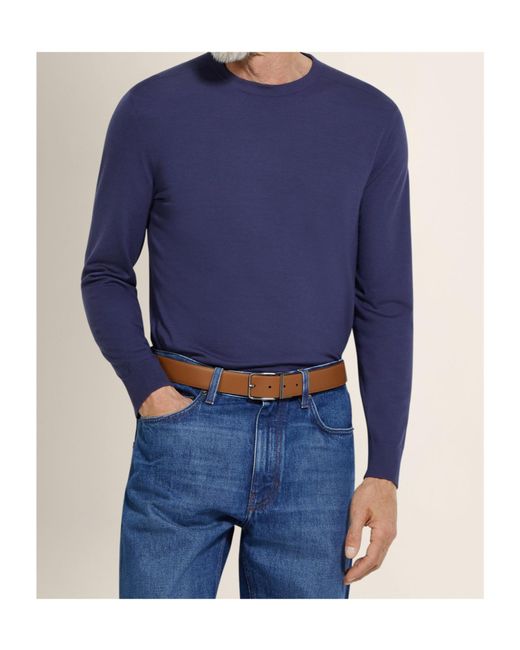 Zegna Blue Ink Vellus Aureum Crewneck for men