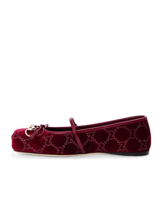 Gucci Red Horsebit Ballet Shoes