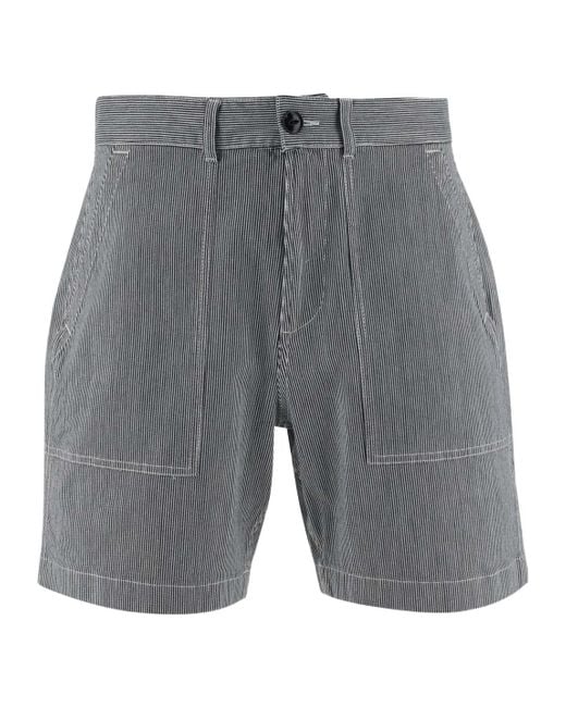 Woolrich Gray Logo Tag Striped Bermuda Shorts for men