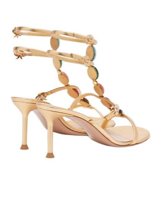 Gianvito Rossi Embellished Metallic Leather Sandals