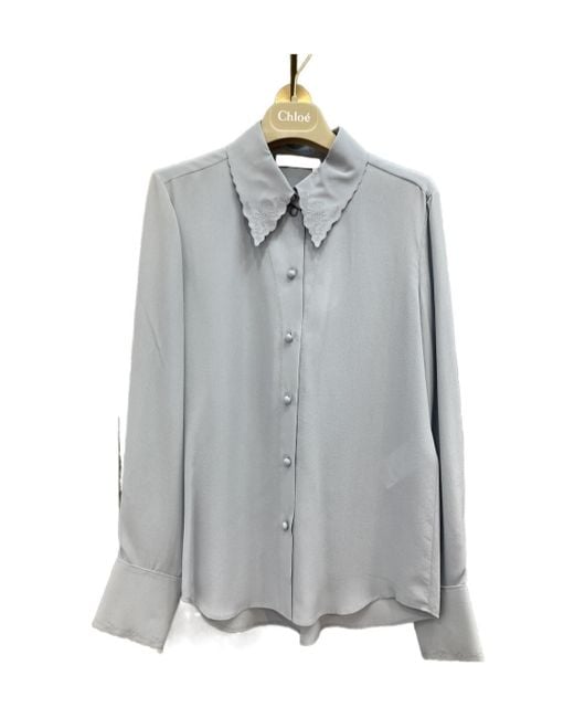 Chloé Gray Ruffled Shirt