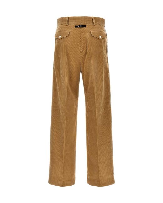 Palm Angels Natural Side Stripe Detailed Corduroy Pants for men