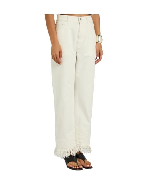 Rabanne White Fringed Straight-Leg Jeans