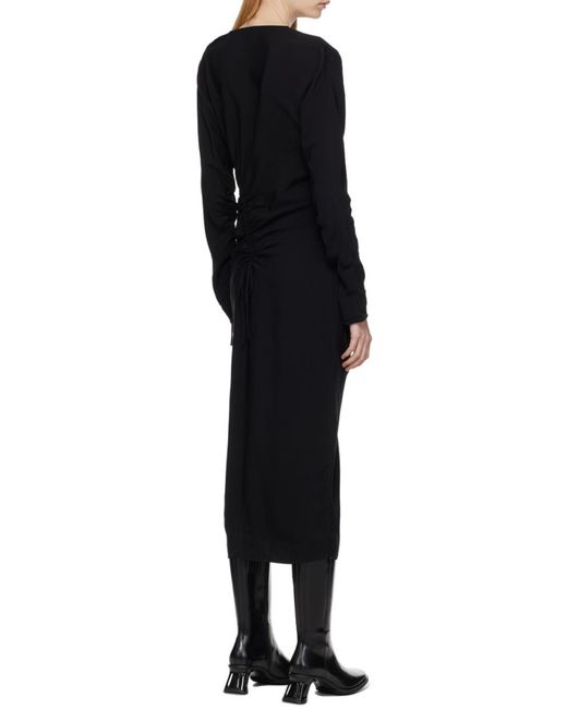 Holzweiler Black Long-Sleeve Gathered-Detail Dress