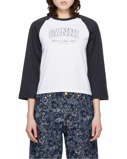 Ganni Black "Baseball" T-Shirt