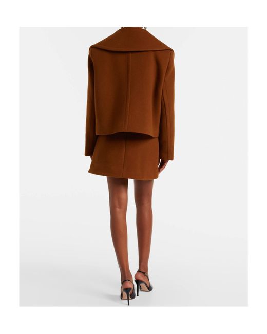 Patou Brown Cropped Double-Breasted Casual Jacket