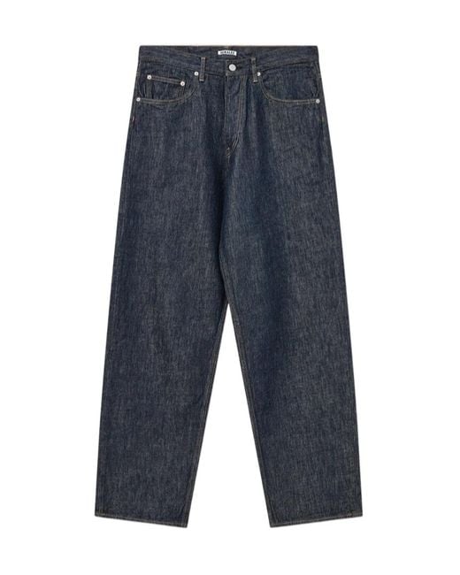 Auralee Blue Belt Ring Denim Trousers for men