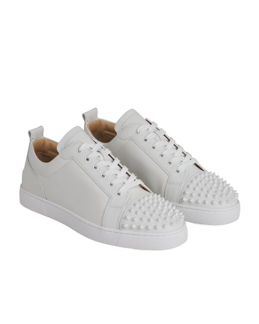 Christian Louboutin White Louis Junior Spikes Lace-Up Sneakers for men