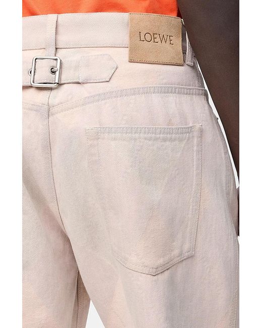 Loewe White Argyle-Pattern Buckle-Detail Jeans for men